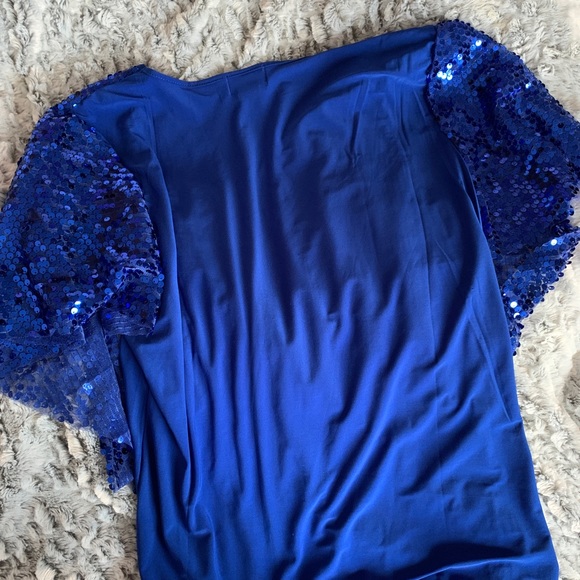 Layered blue sequin blouse - Picture 4 of 7
